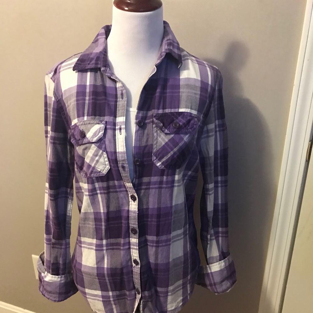 Aeropostale Purple Plaid Shirt